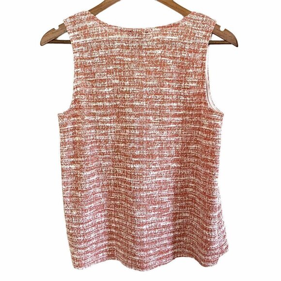 W5 Women's Tweed Style Button Detail Orange White Woven Tank Blouse Size Small - Picture 4 of 4